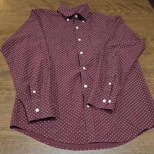 Van Heusen Men's Burgundy Shirt Arrow Print Size‎ Small Western Office Casual